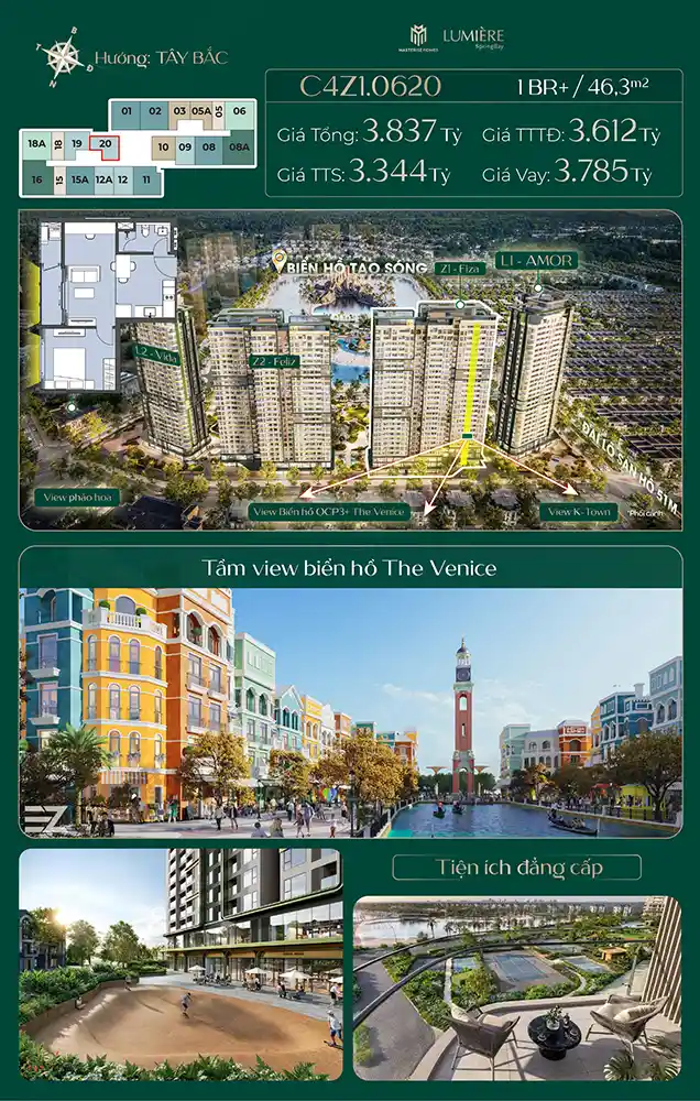 1 ngủ + lumiere Spring Bay Ocean Park 2
